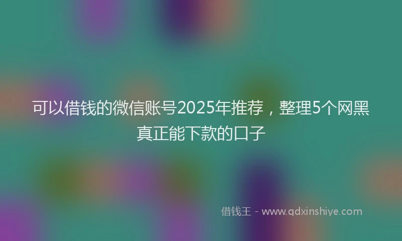 可以借钱的微信账号2025年推荐，整理5个网黑真正能下款的口子