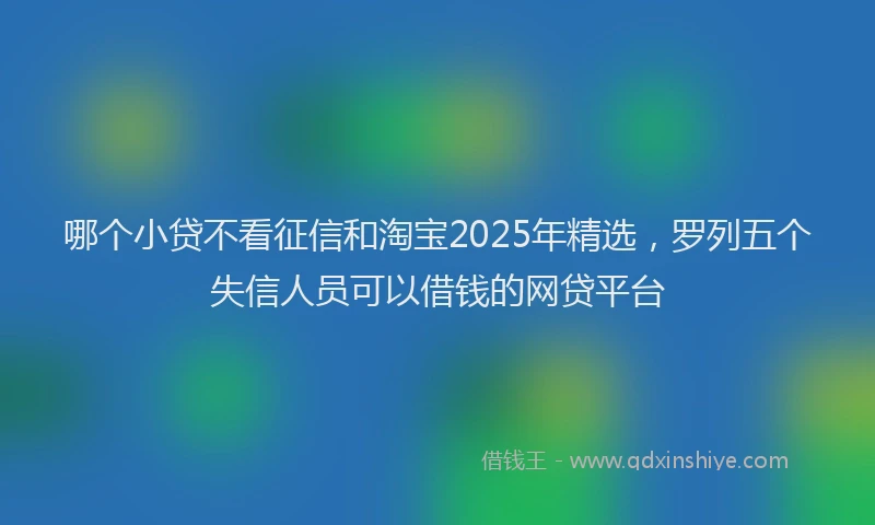 哪个小贷不看征信和淘宝2025年精选，罗列五个失信人员可以借钱的网贷平台