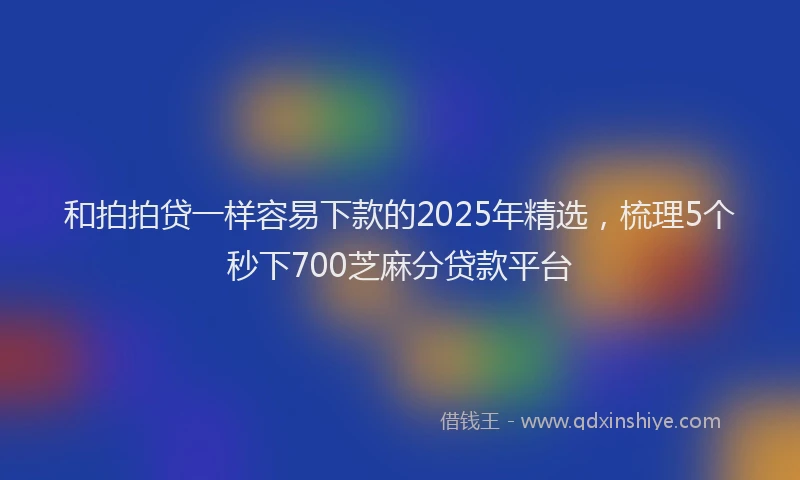 和拍拍贷一样容易下款的2025年精选，梳理5个秒下700芝麻分贷款平台