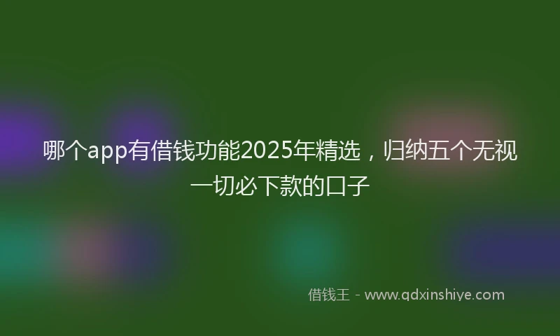 哪个app有借钱功能2025年精选，归纳五个无视一切必下款的口子