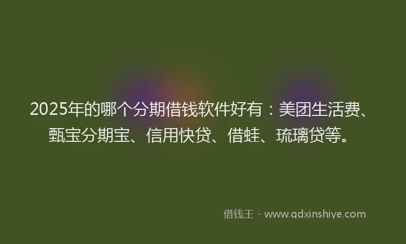 2025年的哪个分期借钱软件好有：美团生活费、甄宝分期宝、信用快贷、借蛙、琉璃贷等。