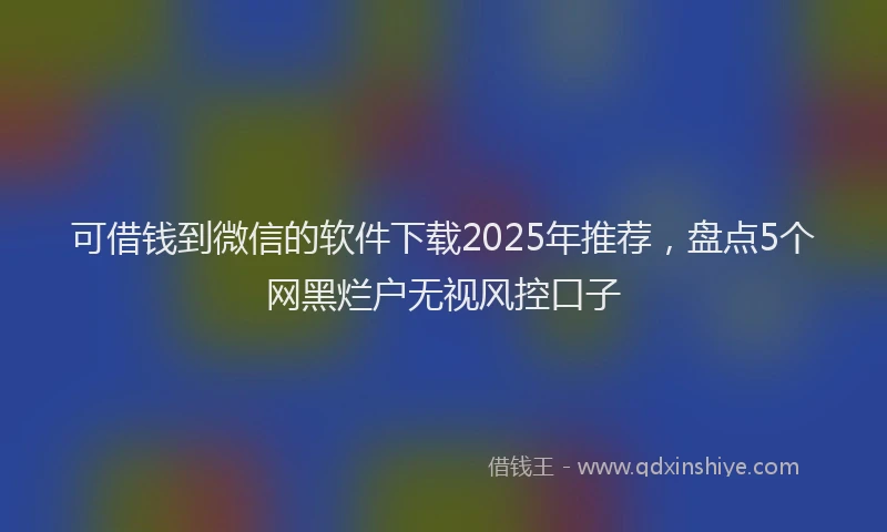 可借钱到微信的软件下载2025年推荐，盘点5个网黑烂户无视风控口子