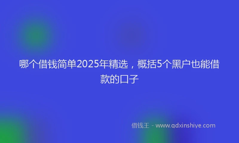 哪个借钱简单2025年精选，概括5个黑户也能借款的口子