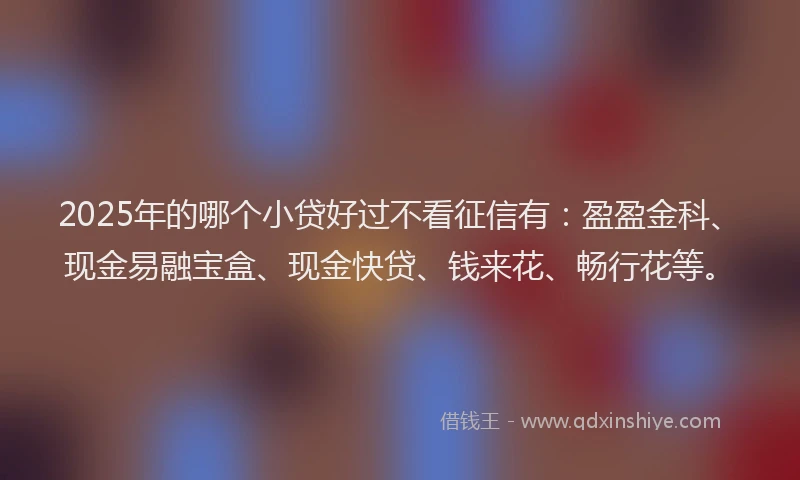 2025年的哪个小贷好过不看征信有：盈盈金科、现金易融宝盒、现金快贷、钱来花、畅行花等。