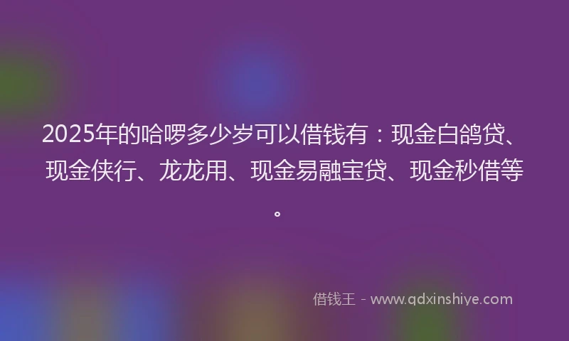 2025年的哈啰多少岁可以借钱有：现金白鸽贷、现金侠行、龙龙用、现金易融宝贷、现金秒借等。