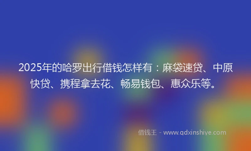 2025年的哈罗出行借钱怎样有：麻袋速贷、中原快贷、携程拿去花、畅易钱包、惠众乐等。