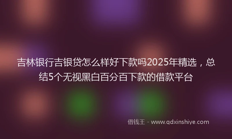 吉林银行吉银贷怎么样好下款吗2025年精选，总结5个无视黑白百分百下款的借款平台