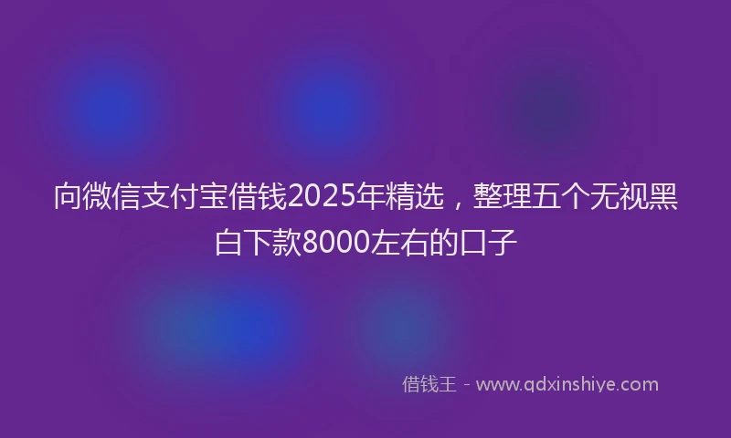 向微信支付宝借钱2025年精选，整理五个无视黑白下款8000左右的口子