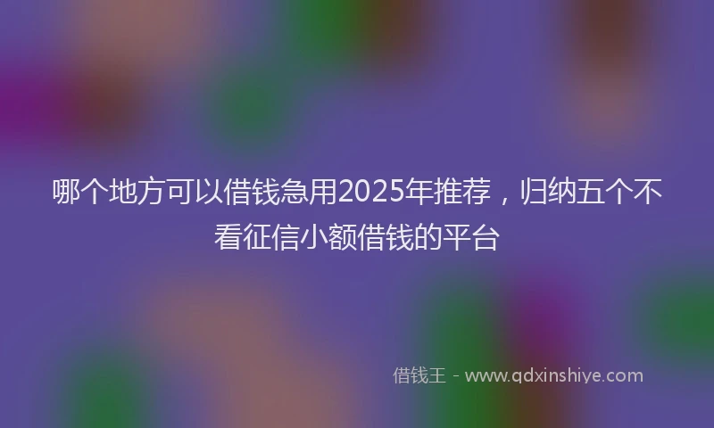 哪个地方可以借钱急用2025年推荐，归纳五个不看征信小额借钱的平台