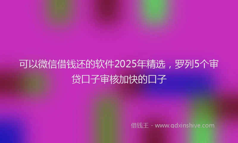 可以微信借钱还的软件2025年精选，罗列5个审贷口子审核加快的口子