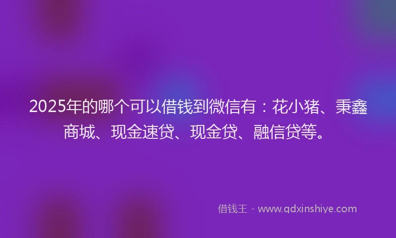 2025年的哪个可以借钱到微信有：花小猪、秉鑫商城、现金速贷、现金贷、融信贷等。