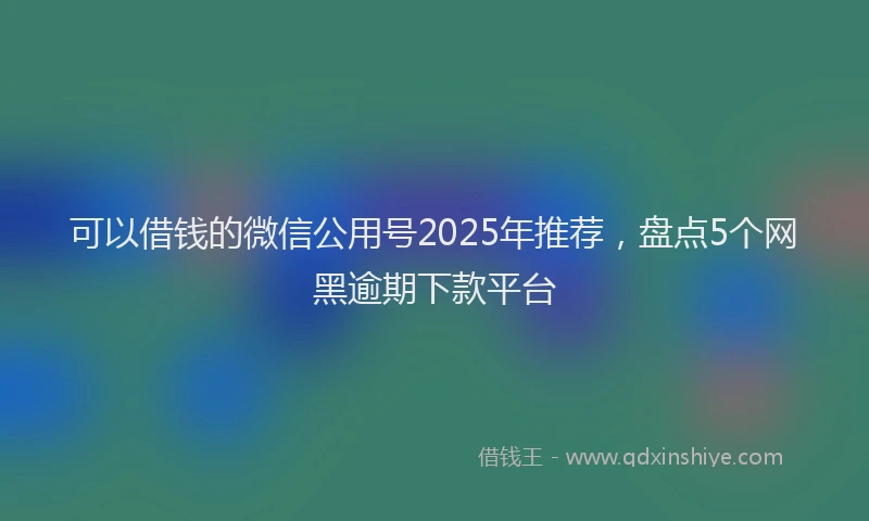 可以借钱的微信公用号2025年推荐，盘点5个网黑逾期下款平台