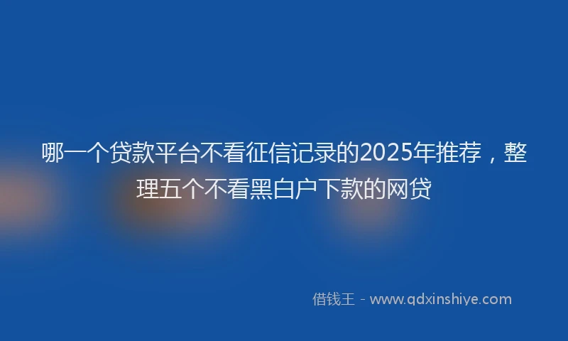 哪一个贷款平台不看征信记录的2025年推荐，整理五个不看黑白户下款的网贷