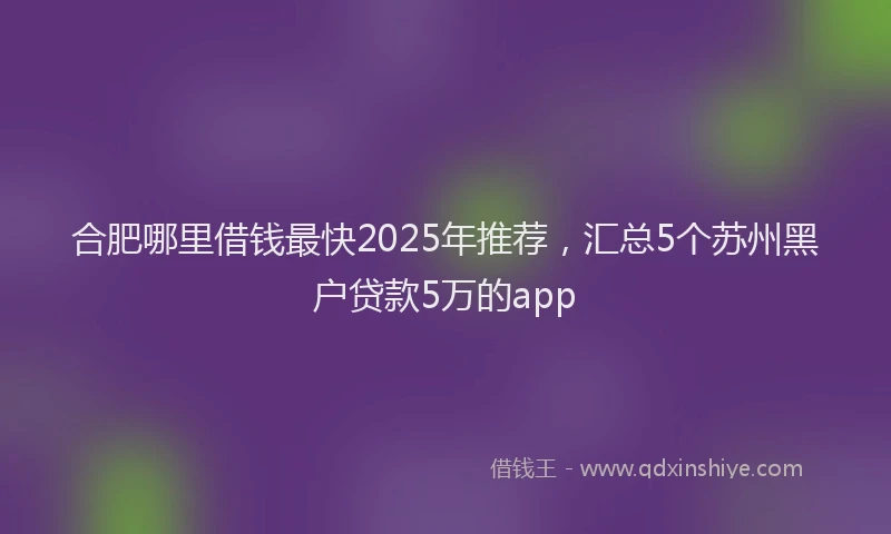 合肥哪里借钱最快2025年推荐，汇总5个苏州黑户贷款5万的app