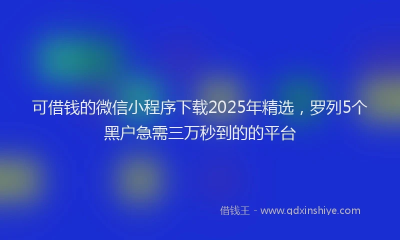 可借钱的微信小程序下载2025年精选，罗列5个黑户急需三万秒到的的平台
