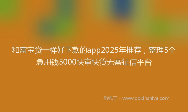 和富宝贷一样好下款的app2025年推荐，整理5个急用钱5000快审快贷无需征信平台