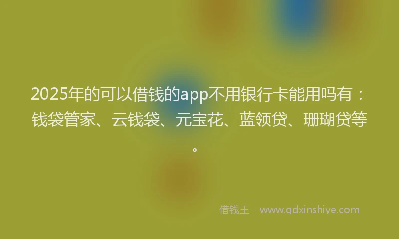 2025年的可以借钱的app不用银行卡能用吗有：钱袋管家、云钱袋、元宝花、蓝领贷、珊瑚贷等。