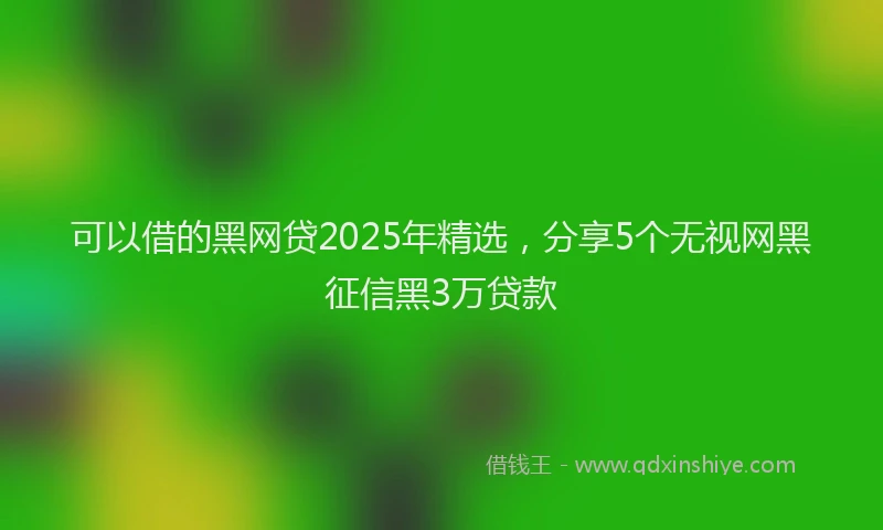 可以借的黑网贷2025年精选，分享5个无视网黑征信黑3万贷款