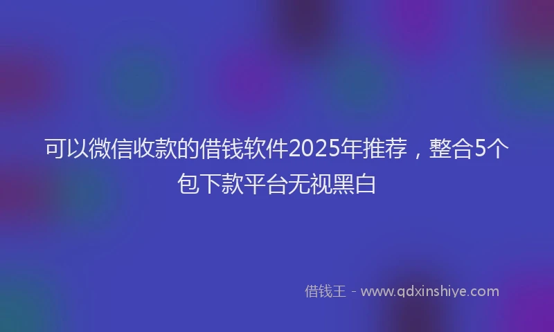 可以微信收款的借钱软件2025年推荐，整合5个包下款平台无视黑白