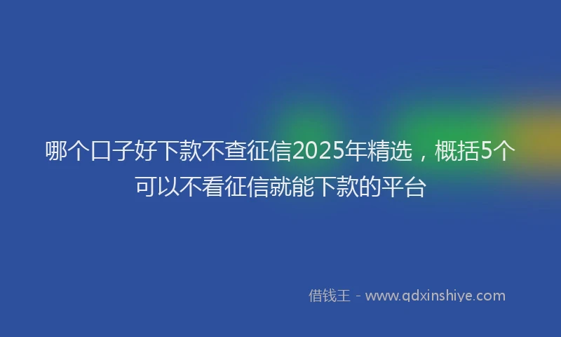 哪个口子好下款不查征信2025年精选，概括5个可以不看征信就能下款的平台