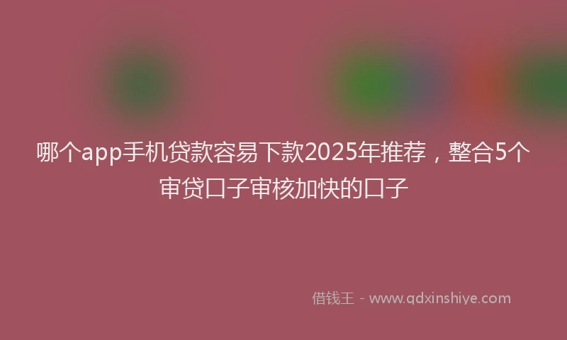 哪个app手机贷款容易下款2025年推荐，整合5个审贷口子审核加快的口子