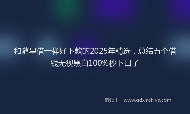 和随星借一样好下款的2025年精选，总结五个借钱无视黑白100%秒下口子