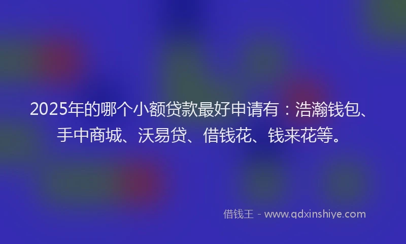 2025年的哪个小额贷款最好申请有：浩瀚钱包、手中商城、沃易贷、借钱花、钱来花等。