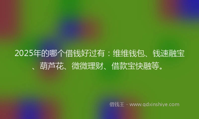 2025年的哪个借钱好过有:维维钱包、钱速融宝、葫芦花、微微理财、借款宝快融等。