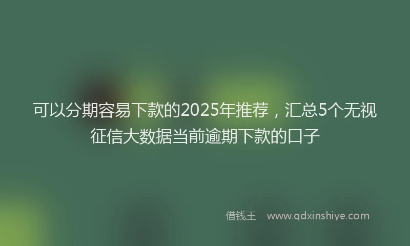 可以分期容易下款的2025年推荐，汇总5个无视征信大数据当前逾期下款的口子
