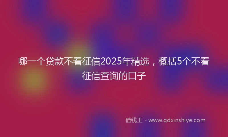 哪一个贷款不看征信2025年精选，概括5个不看征信查询的口子