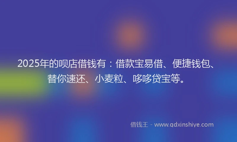 2025年的呗店借钱有：借款宝易借、便捷钱包、替你速还、小麦粒、哆哆贷宝等。