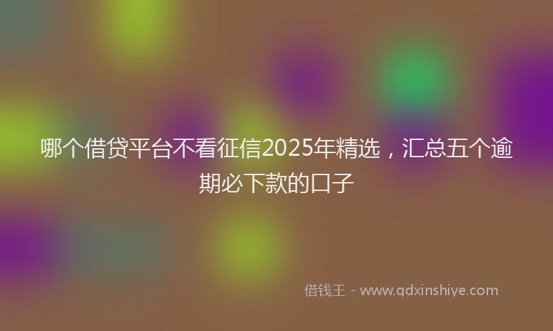 哪个借贷平台不看征信2025年精选，汇总五个逾期必下款的口子