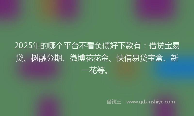 2025年的哪个平台不看负债好下款有：借贷宝易贷、树融分期、微博花花金、快借易贷宝盒、新一花等。