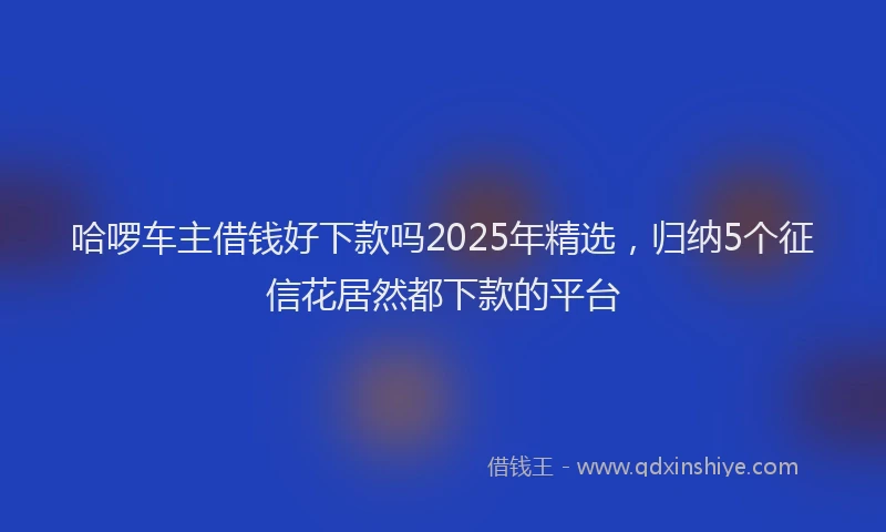 哈啰车主借钱好下款吗2025年精选,归纳5个征信花居然都下款的平台