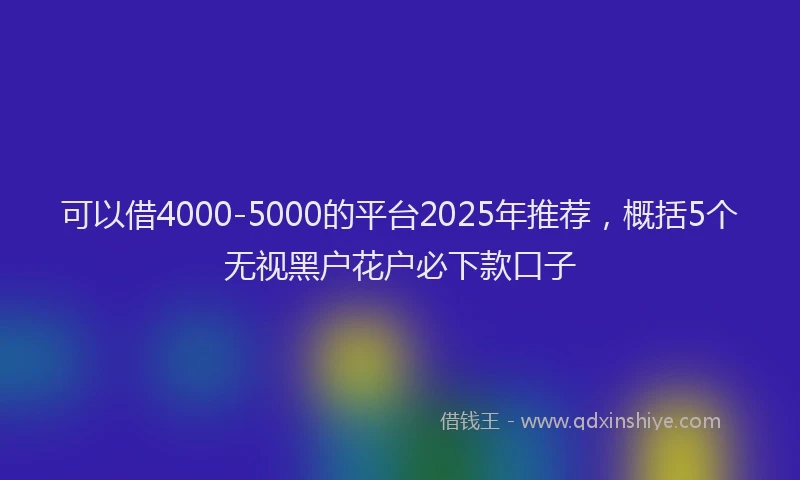 可以借4000-5000的平台2025年推荐，概括5个无视黑户花户必下款口子
