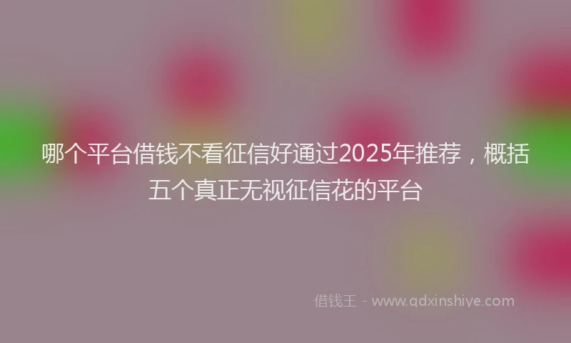 哪个平台借钱不看征信好通过2025年推荐，概括五个真正无视征信花的平台