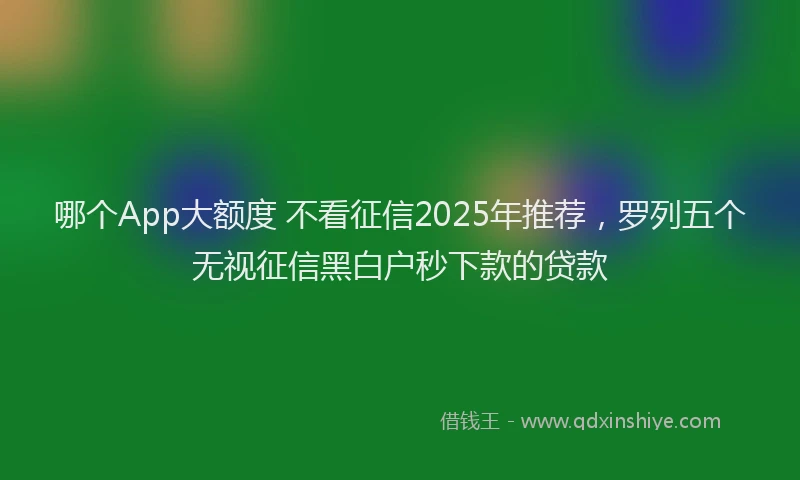 哪个App大额度 不看征信2025年推荐，罗列五个无视征信黑白户秒下款的贷款