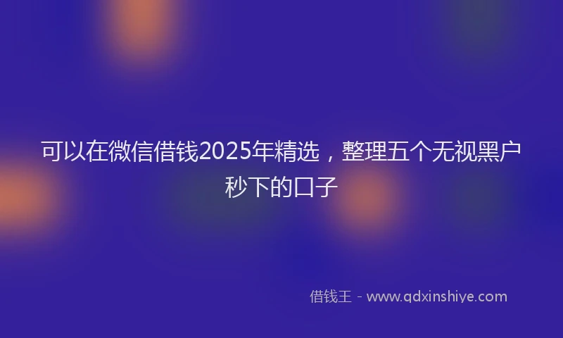 可以在微信借钱2025年精选，整理五个无视黑户秒下的口子