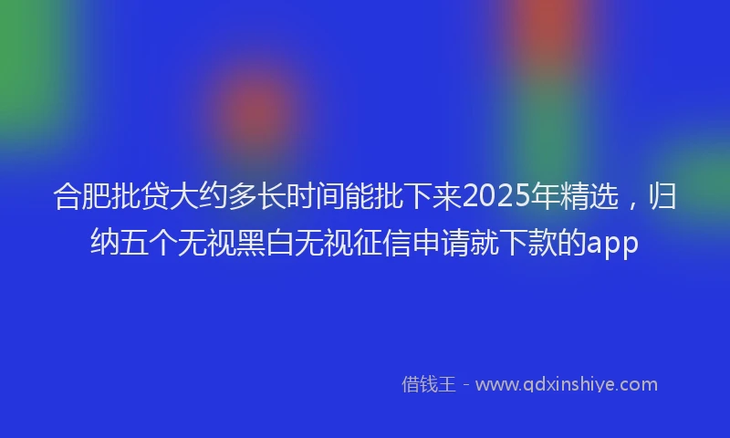 合肥批贷大约多长时间能批下来2025年精选，归纳五个无视黑白无视征信申请就下款的app