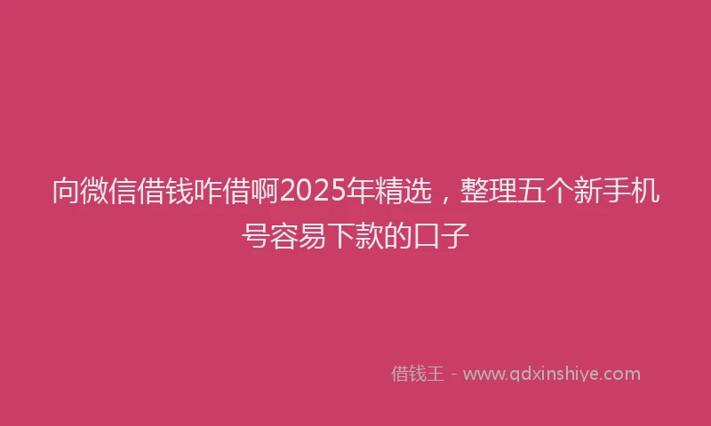 向微信借钱咋借啊2025年精选，整理五个新手机号容易下款的口子