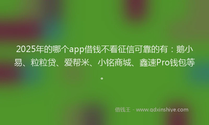 2025年的哪个app借钱不看征信可靠的有：鹅小易、粒粒贷、爱帮米、小铭商城、鑫速Pro钱包等。