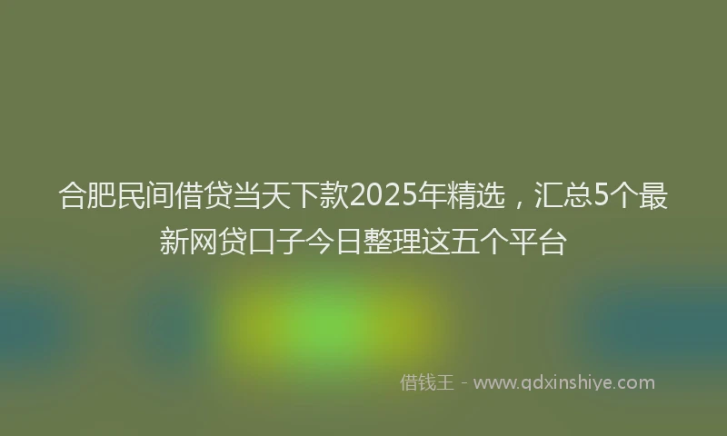 合肥民间借贷当天下款2025年精选，汇总5个最新网贷口子今日整理这五个平台