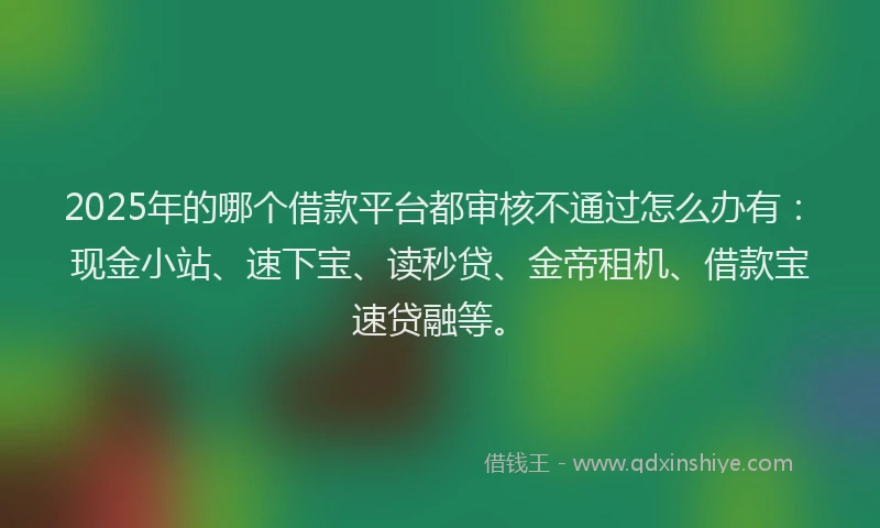 2025年的哪个借款平台都审核不通过怎么办有：现金小站、速下宝、读秒贷、金帝租机、借款宝速贷融等。
