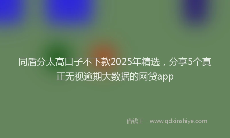同盾分太高口子不下款2025年精选，分享5个真正无视逾期大数据的网贷app