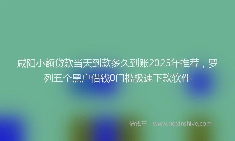 咸阳小额贷款当天到款多久到账2025年推荐，罗列五个黑户借钱0门槛极速下款软件