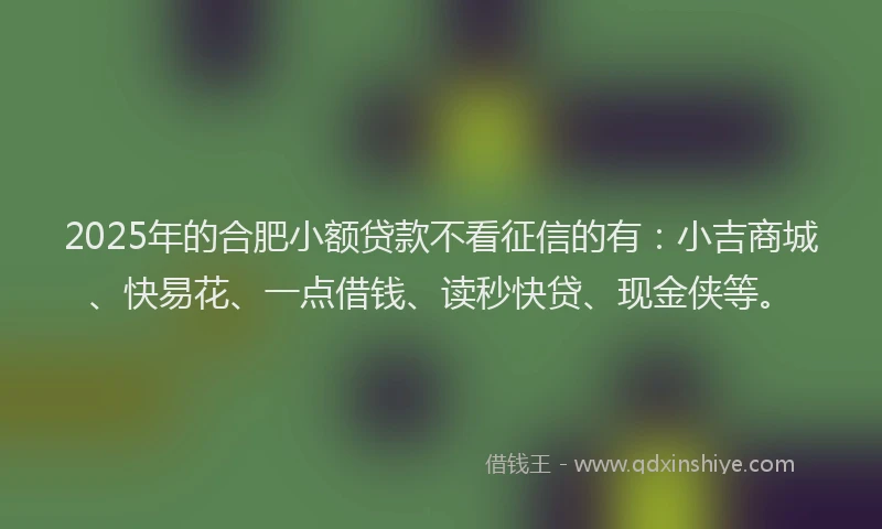 2025年的合肥小额贷款不看征信的有：小吉商城、快易花、一点借钱、读秒快贷、现金侠等。