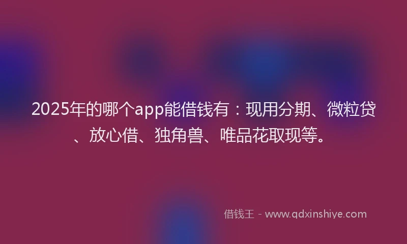 2025年的哪个app能借钱有：现用分期、微粒贷、放心借、独角兽、唯品花取现等。