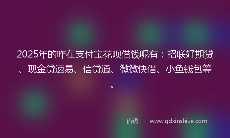 2025年的咋在支付宝花呗借钱呢有:招联好期贷、现金贷速易、信贷通、微微快借、小鱼钱包等。