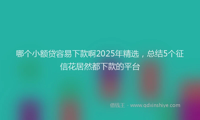 哪个小额贷容易下款啊2025年精选，总结5个征信花居然都下款的平台