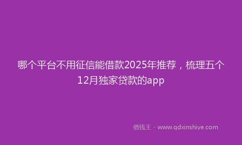 哪个平台不用征信能借款2025年推荐，梳理五个12月独家贷款的app